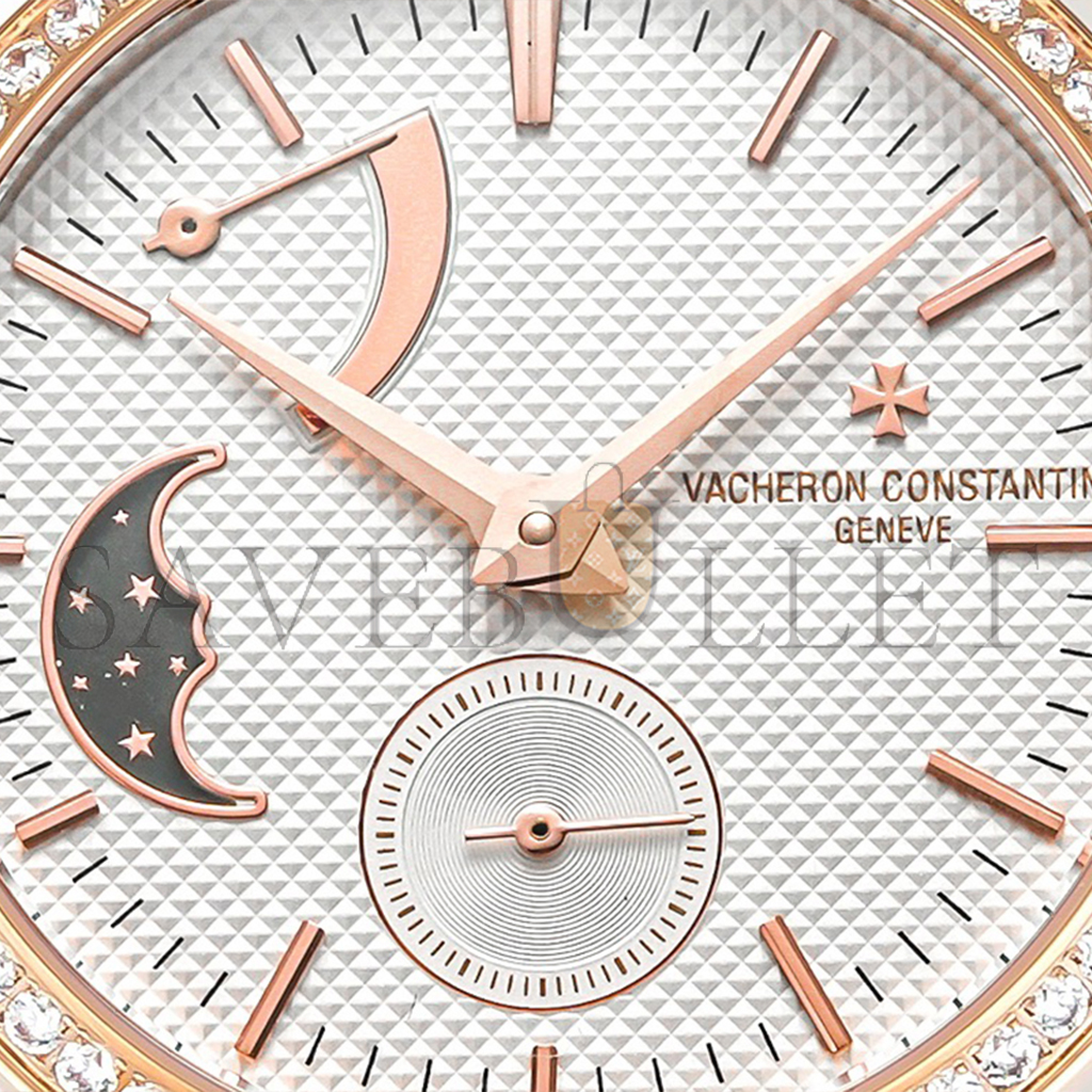 vacheron Co*sta*t*n traditionelle moon phase white dial red leather watch 83570/000r-b691